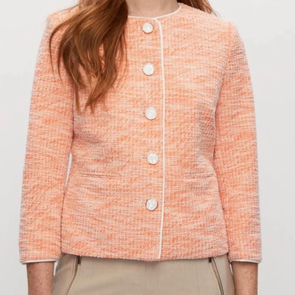 New with tags Melanie Lynn button front Boucle jacket, Small